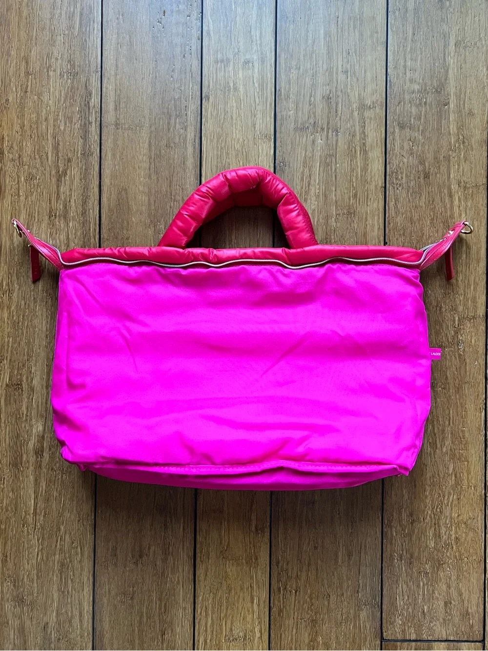 Estee Lauder Hot Pink Quilted Puffer Shoulder Tote with Detachable Strap